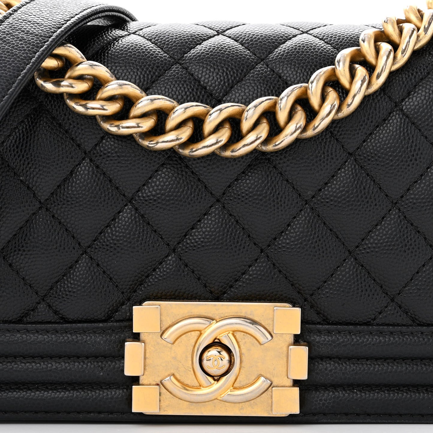 Caviar Quilted Small Boy Flap Black