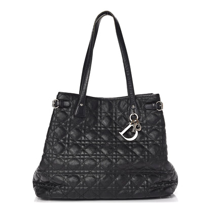 Christian Dior Coated Canvas Cannage Medium Panarea Tote Black 1 of 19