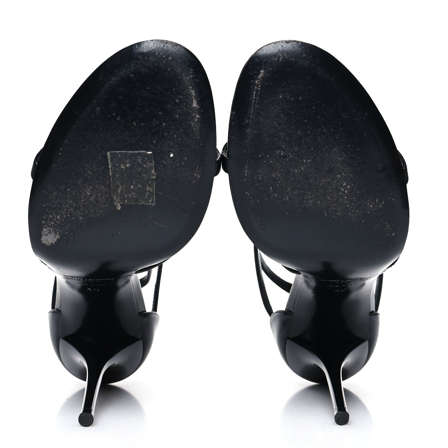 Saint Laurent Patent Calfskin Cassandra 110 Sandals 40 Black Gold 6 of 10