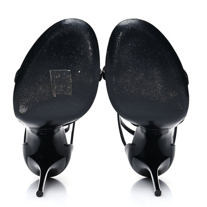 Saint Laurent Patent Calfskin Cassandra 110 Sandals 40 Black Gold 6 of 10