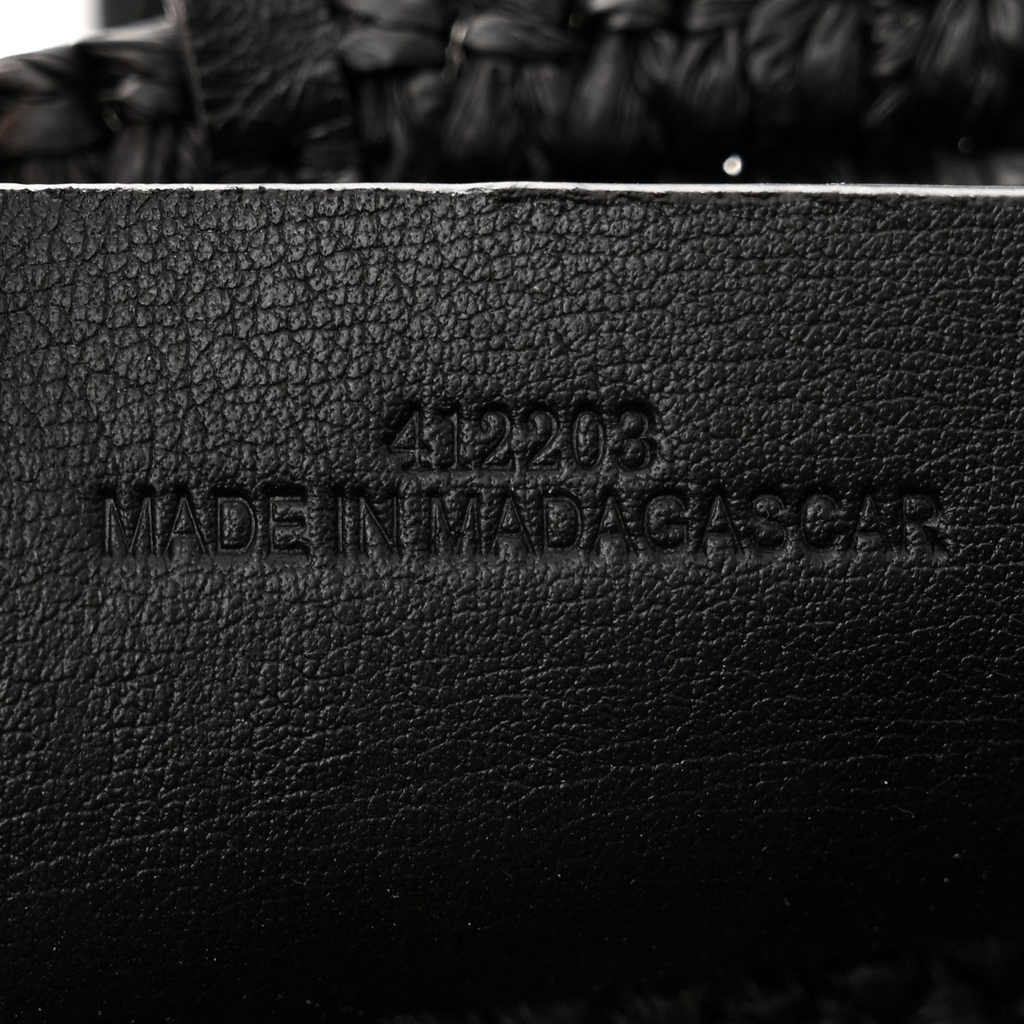 Raffia Medium Elephant Basket Tote Bag Black