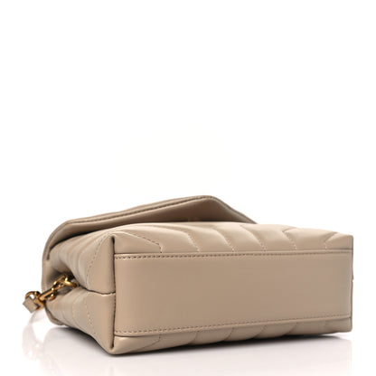 Saint Laurent Calfskin Y Quilted Monogram Toy Loulou Crossbody Bag Dark Beige 4 of 10