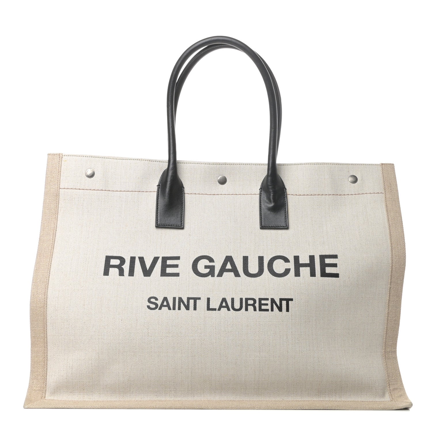 Saint Laurent Linen Calfskin Rive Gauche Tote Optic White 1 of 8