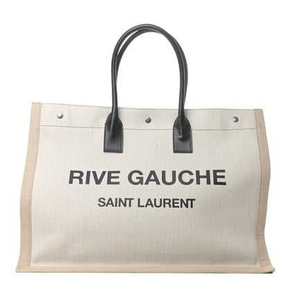 Saint Laurent Linen Calfskin Rive Gauche Tote Optic White 1 of 8