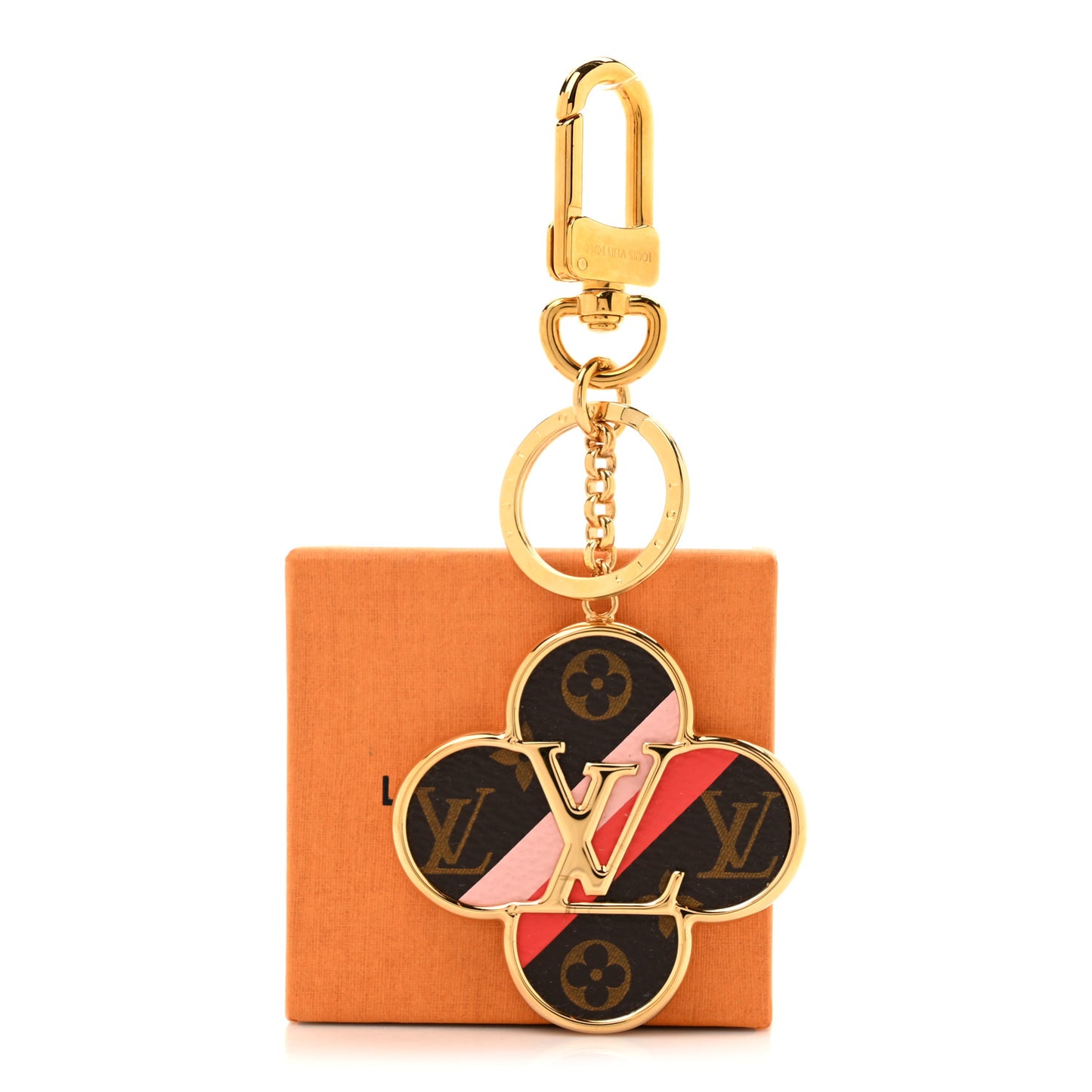 Metal Monogram Into The Flower Bag Charm Key Holder