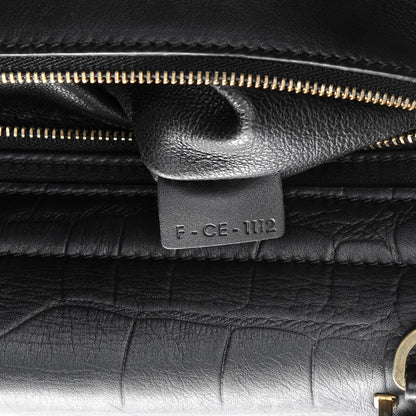 Celine Crocodile Embossed Calfskin Medium Trapeze Black 8 of 9