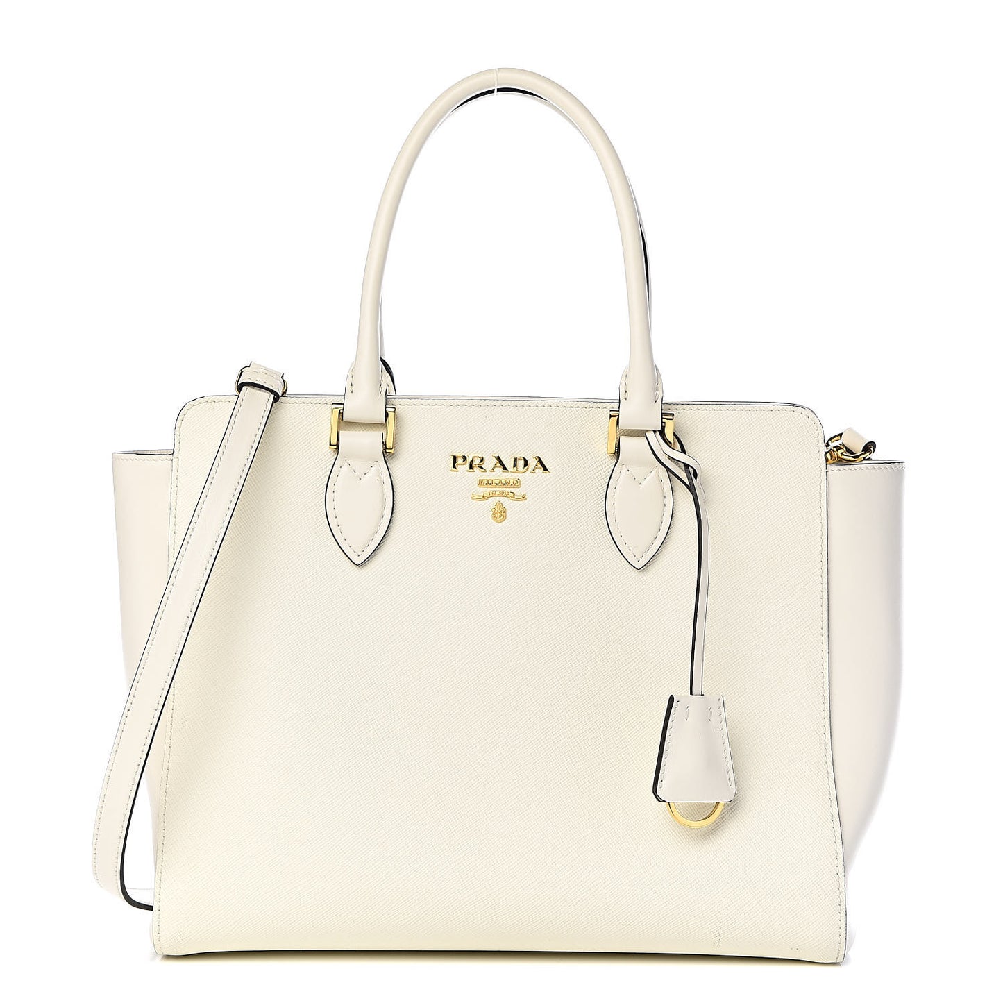 Saffiano Soft Calfskin Zippered Tote White