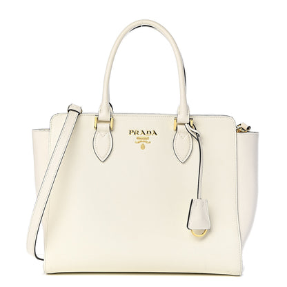 Prada Saffiano Soft Calfskin Zippered Tote White 1 of 11