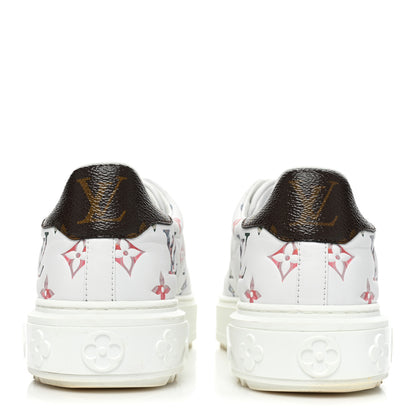Louis Vuitton Lambskin Embossed Floral Monogram Time Out Sneakers 38 White 4 of 10