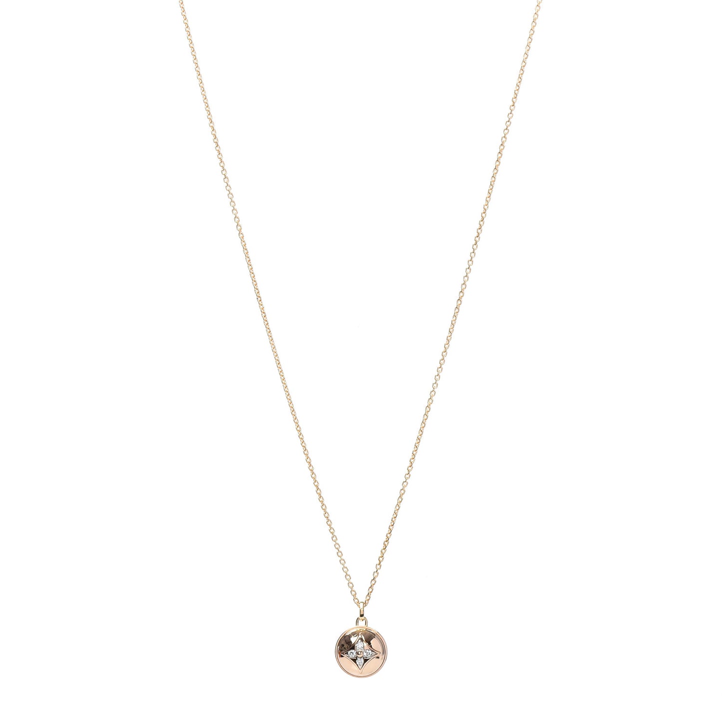 18K Pink White Gold Diamond B Blossom Medallion Pendant Necklace