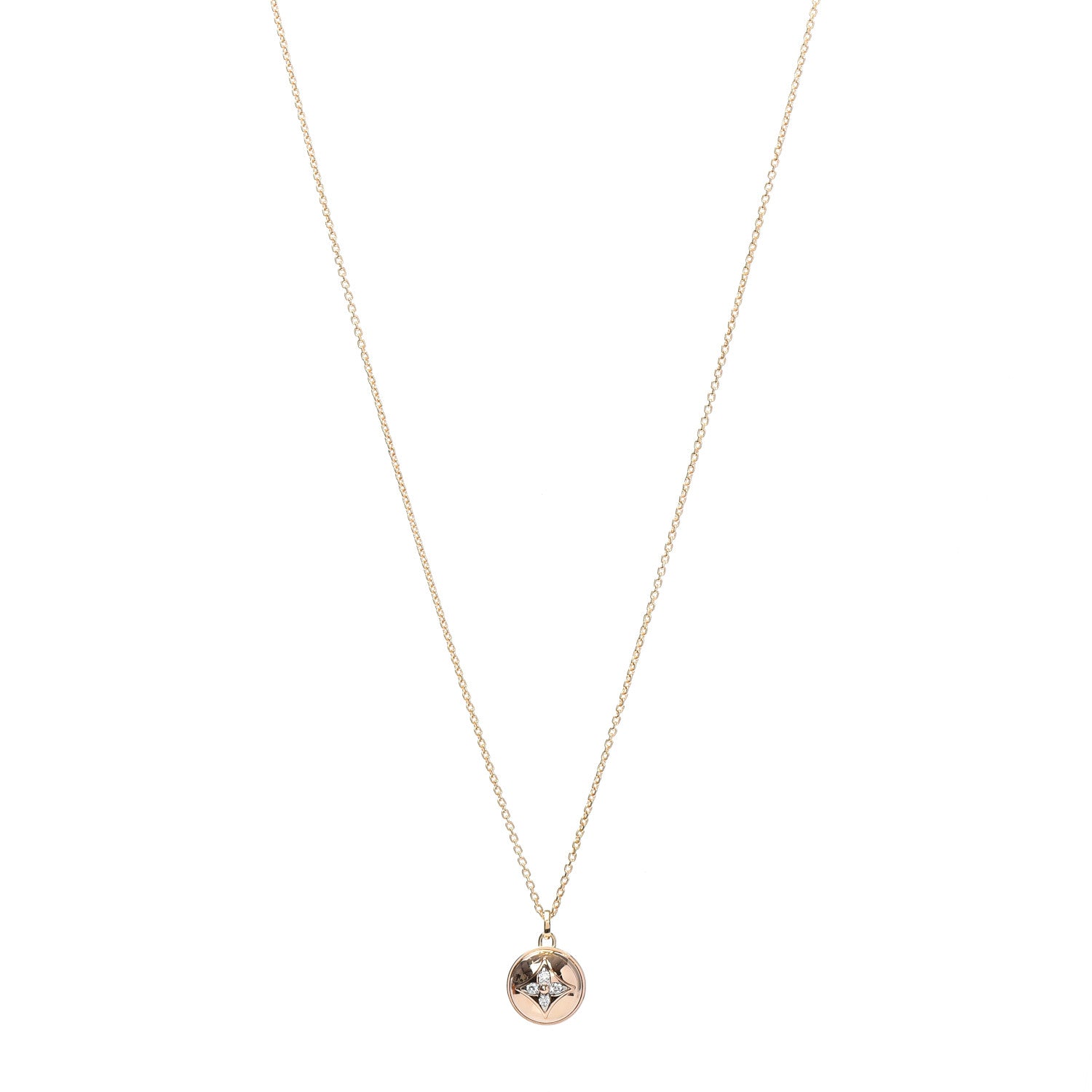 Louis Vuitton 18K Pink White Gold Diamond B Blossom Medallion Pendant Necklace 1 of 5