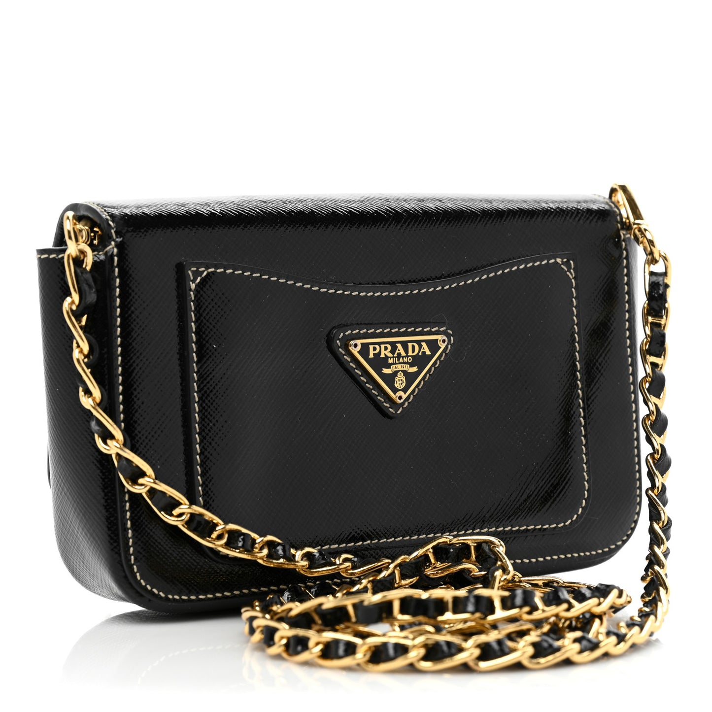 Saffiano Vernice Turnlock Convertible Shoulder Bag Black