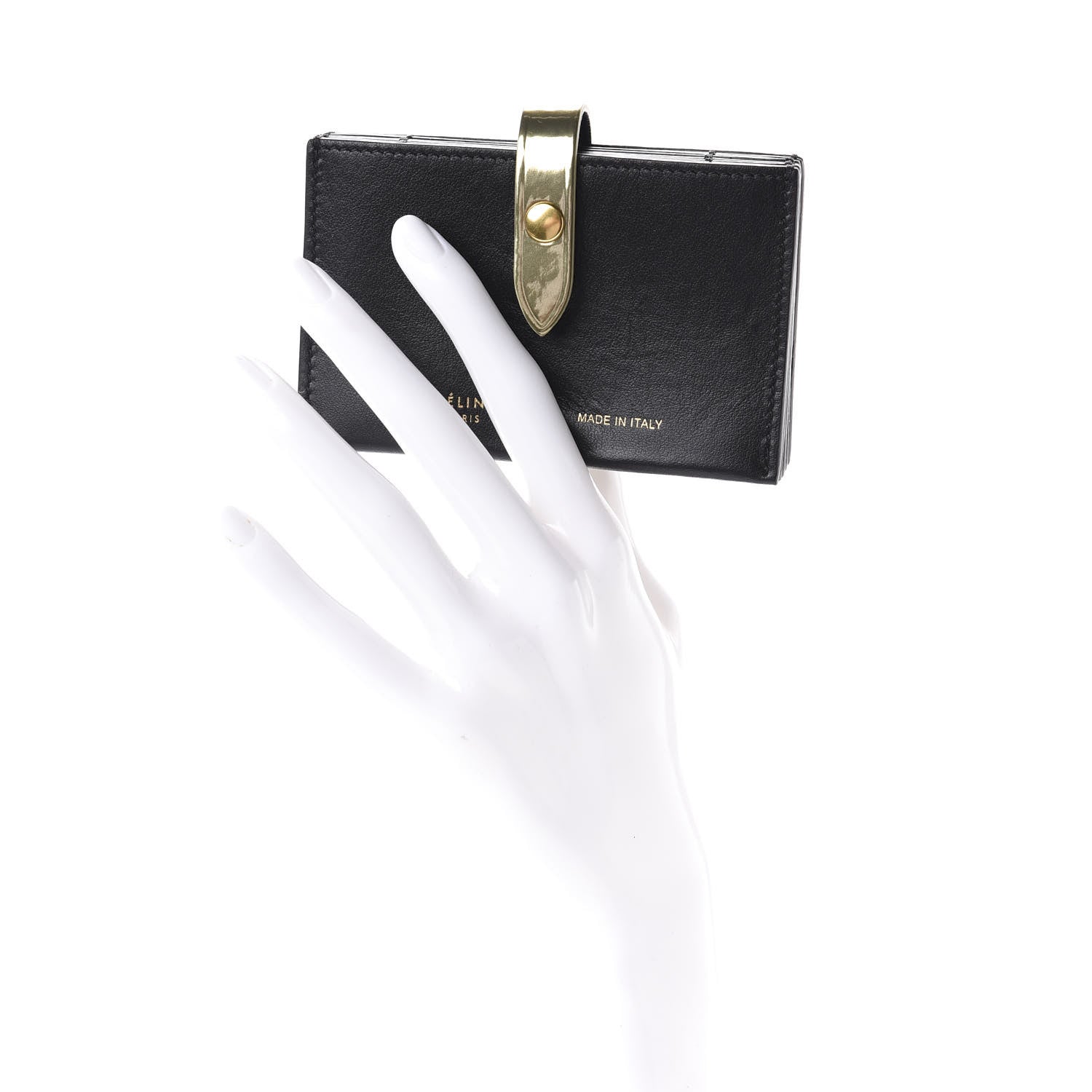 Celine Smooth Calfskin Accordion Card Holder Black Gold 2 of 7