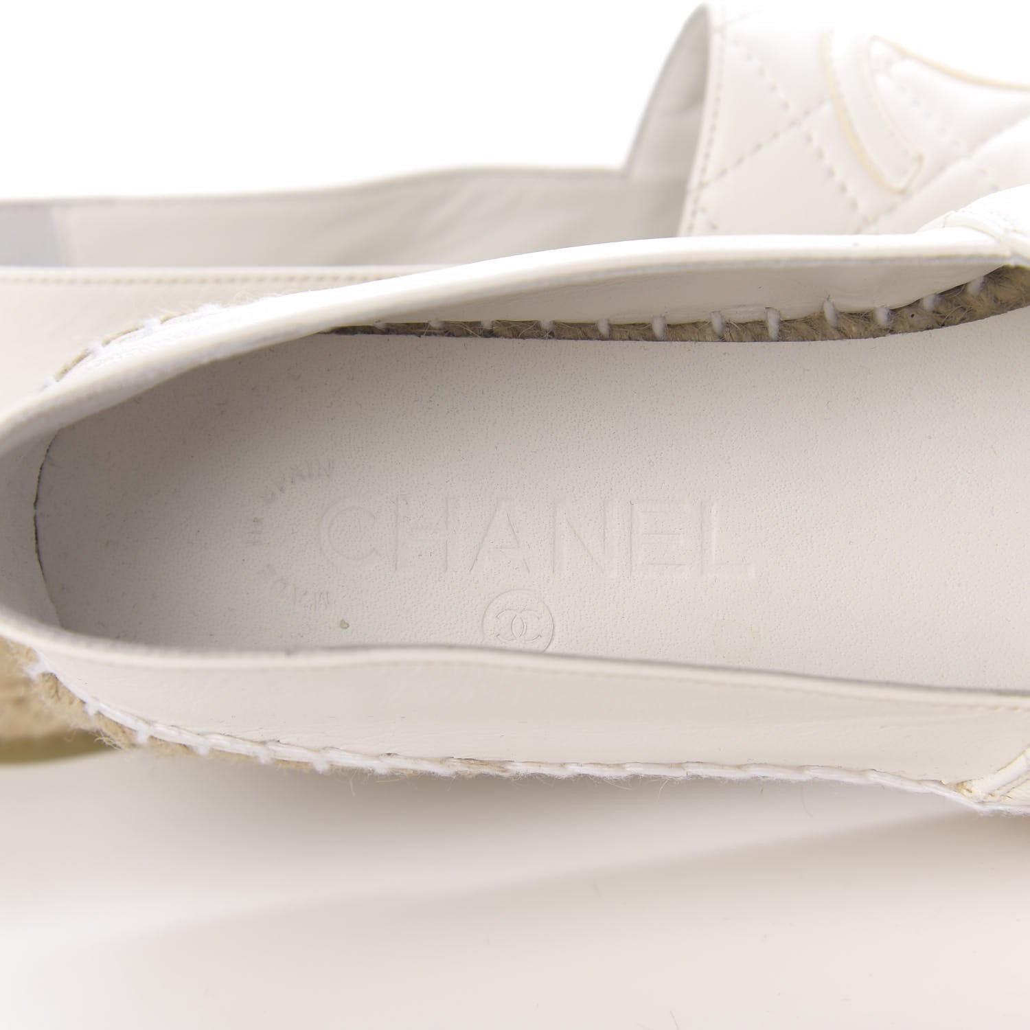 Chanel Lambskin Quilted CC Espadrilles 39 White 6 of 11