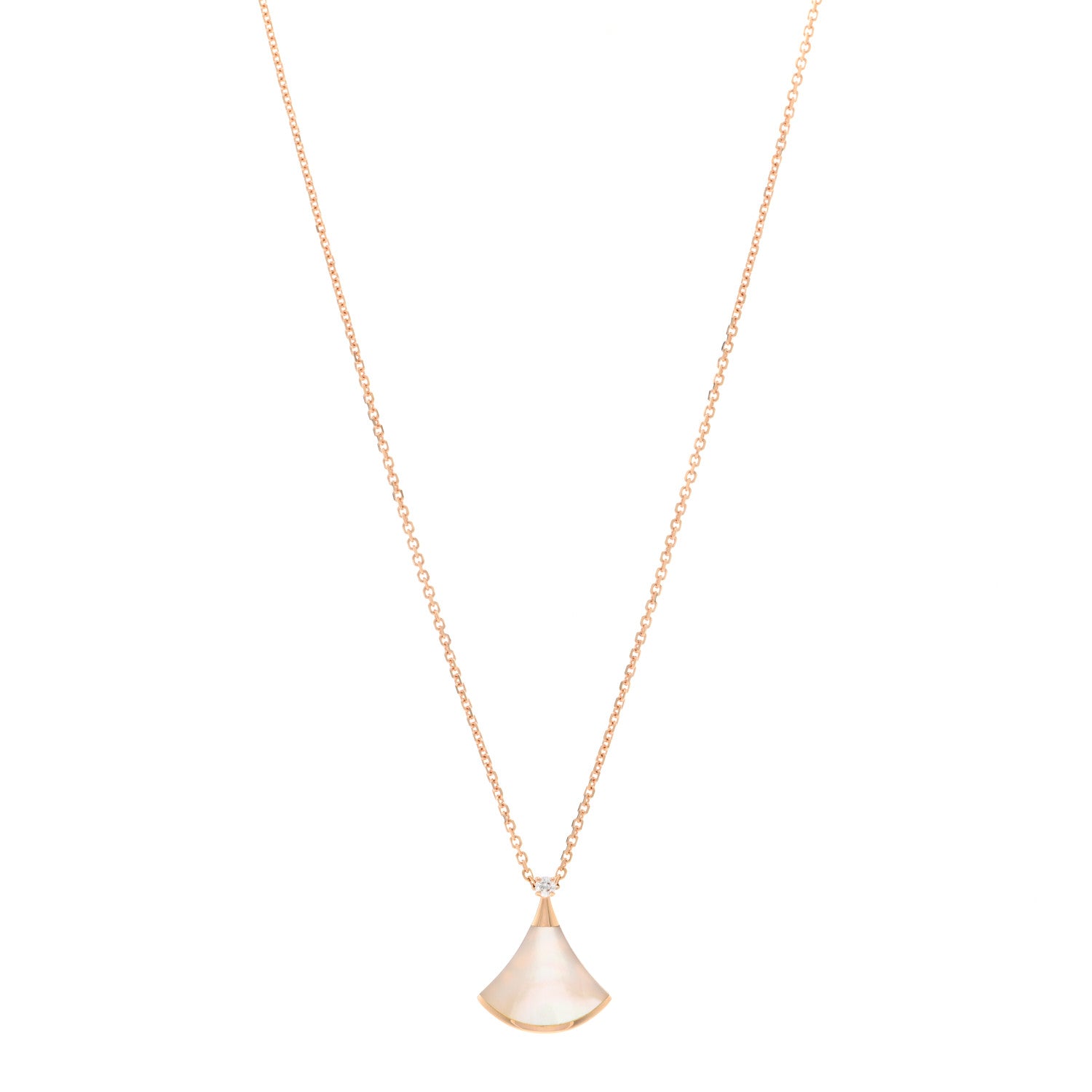 Bulgari 18K Rose Gold Diamond Mother of Pearl Small Divas' Dream Pendant Necklace 1 of 5