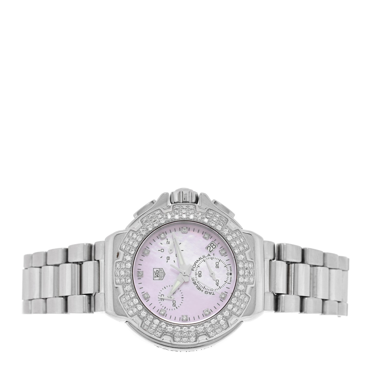 Stainless Steel Diamond Bezel Pink Mother of Pearl 37mm Formula 1 Quartz Watch CAC1311