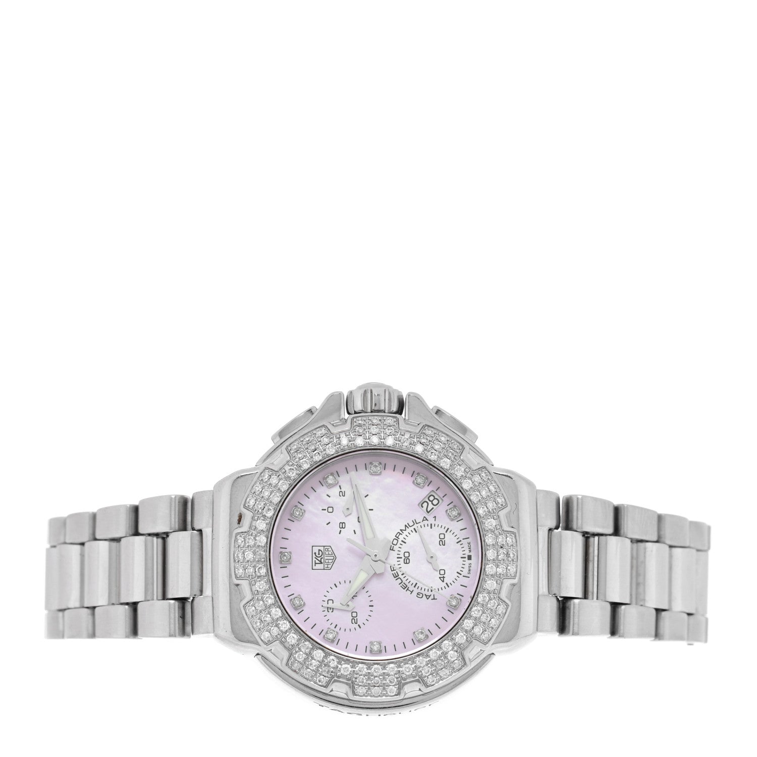 Tag Heuer Stainless Steel Diamond Bezel Pink Mother of Pearl 37mm Formula 1 Quartz Watch CAC1311 2 of 5