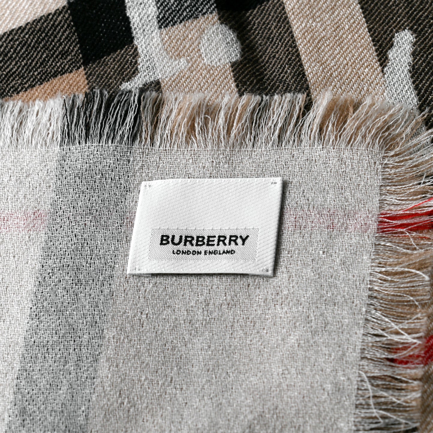 Cashmere Love and Check Scarf Archive Beige