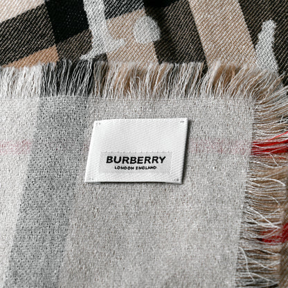 Burberry Cashmere Love and Check Scarf Archive Beige 4 of 4