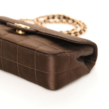 Chanel Satin Chocolate Bar Quilted Rectangular Mini Flap Dark Brown 6 of 8