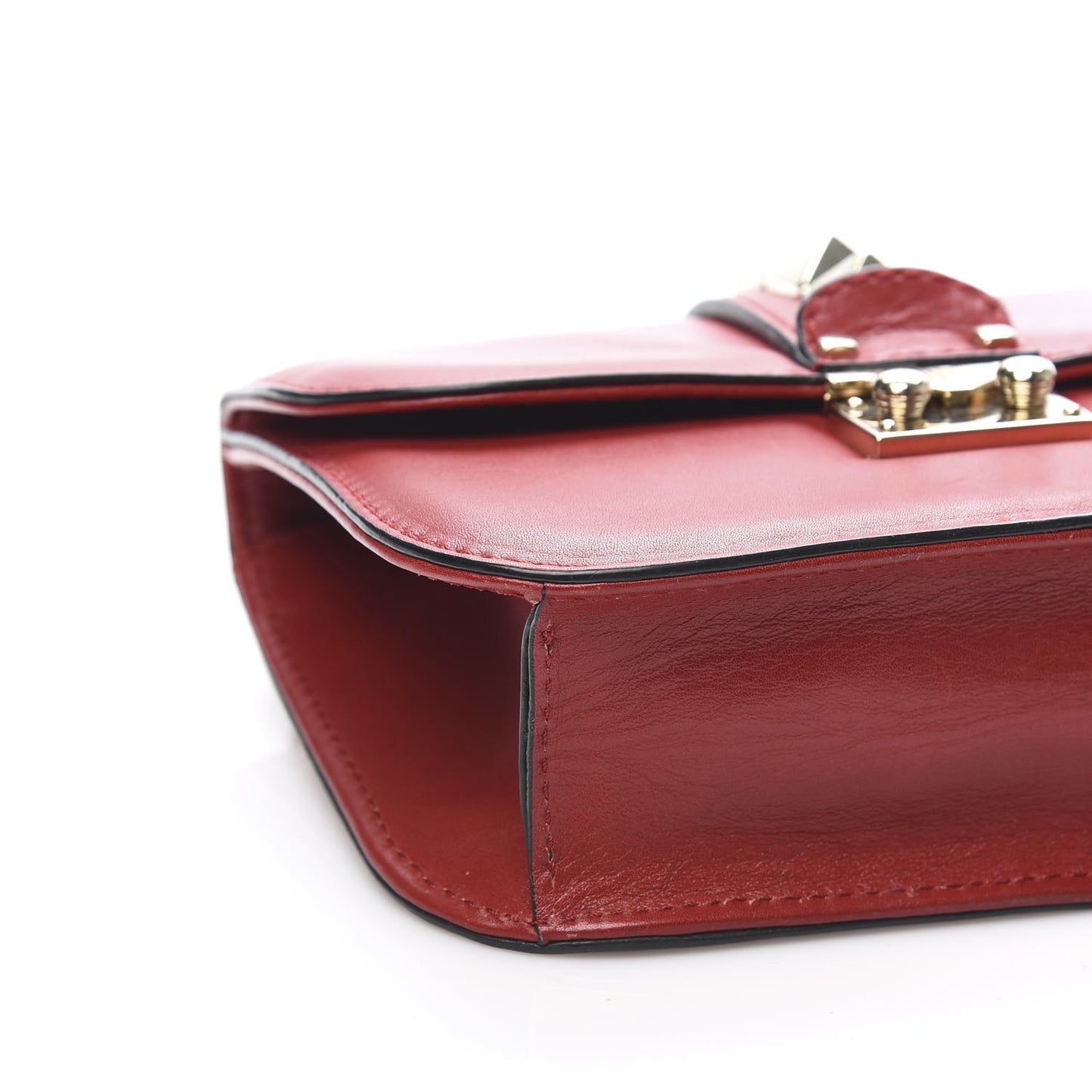 Vitello Small Glam Lock Rockstud Flap Red