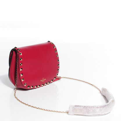 Valentino Garavani Vitello Mini Rockstud Crossbody Saddle Bag Scarlet 4 of 9