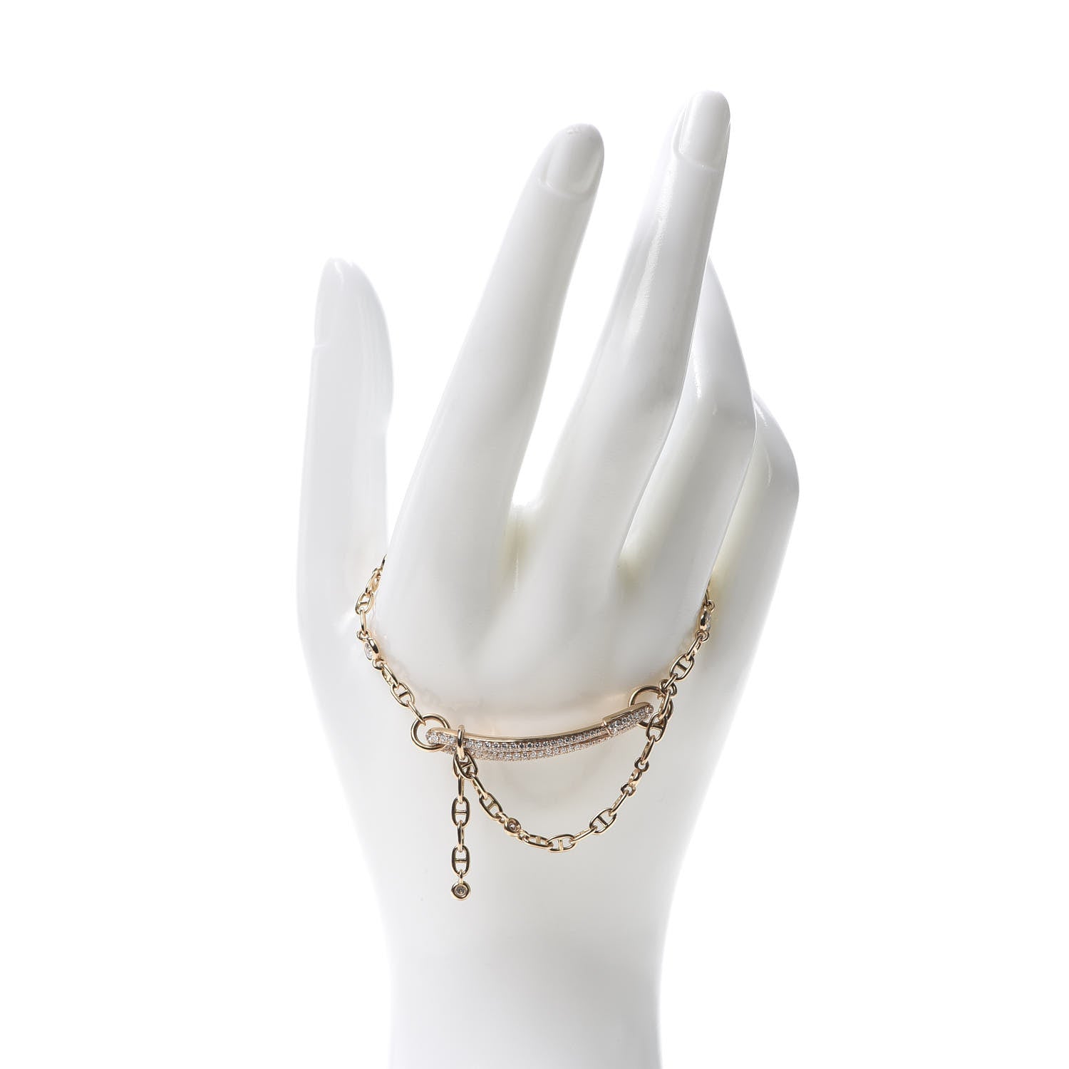 Hermes 18K Rose Gold Pave Diamond MM Chaine d'Ancre Punk Bracelet SH 2 of 6