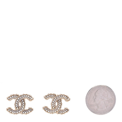 Chanel Pearl CC Camellia Express Stud Earrings Gold 2 of 5