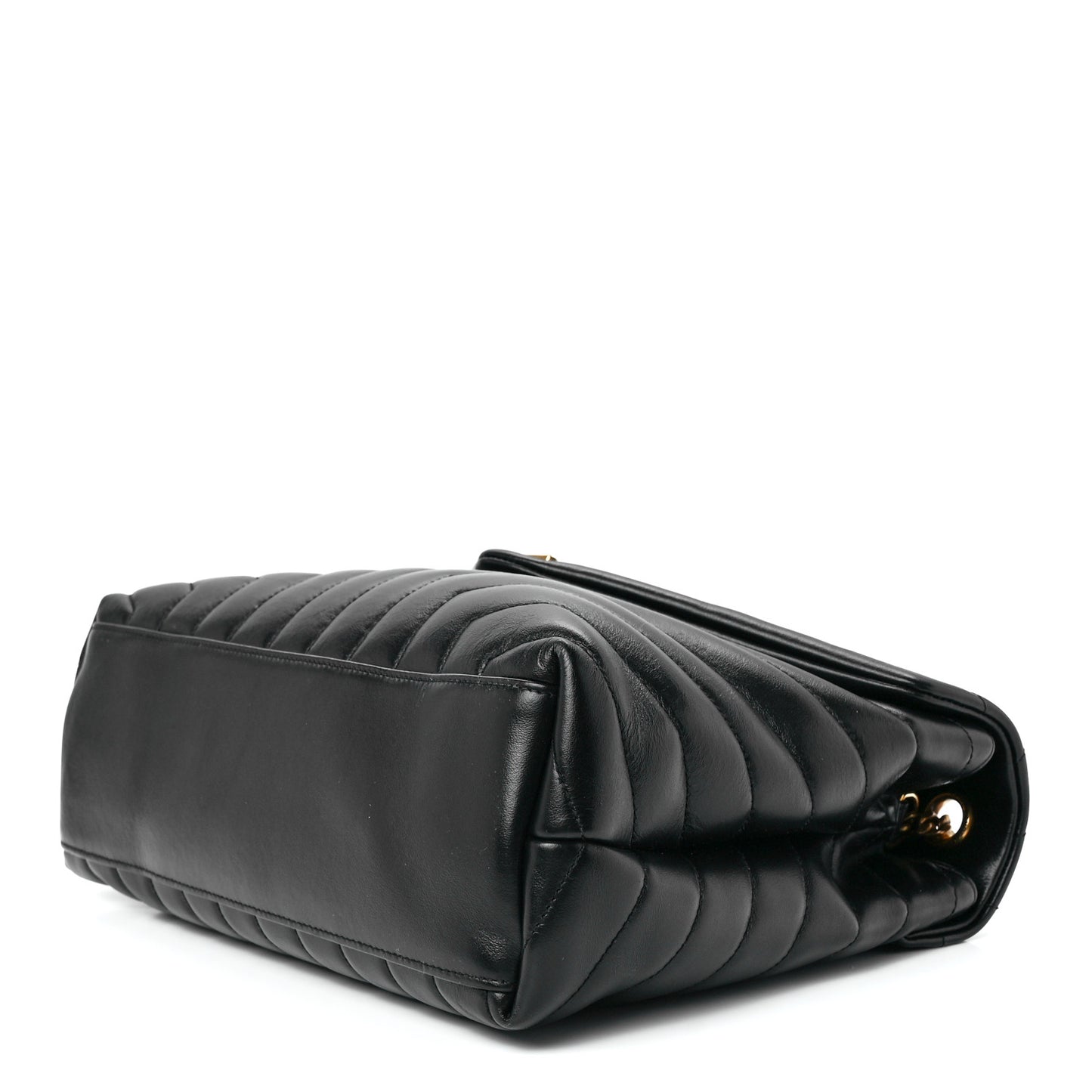 Calfskin Y Quilted Monogram Medium Loulou Chain Satchel Black