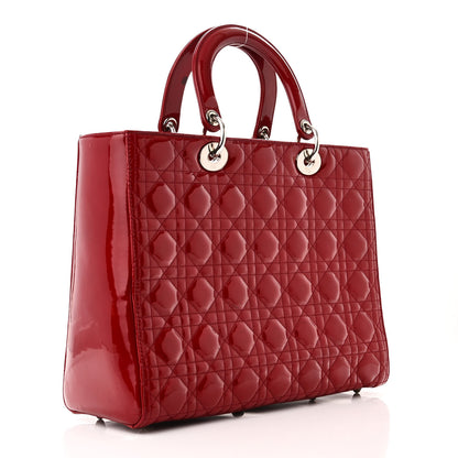 Christian Dior Patent Cannage Large Lady Dior Red 2 of 11