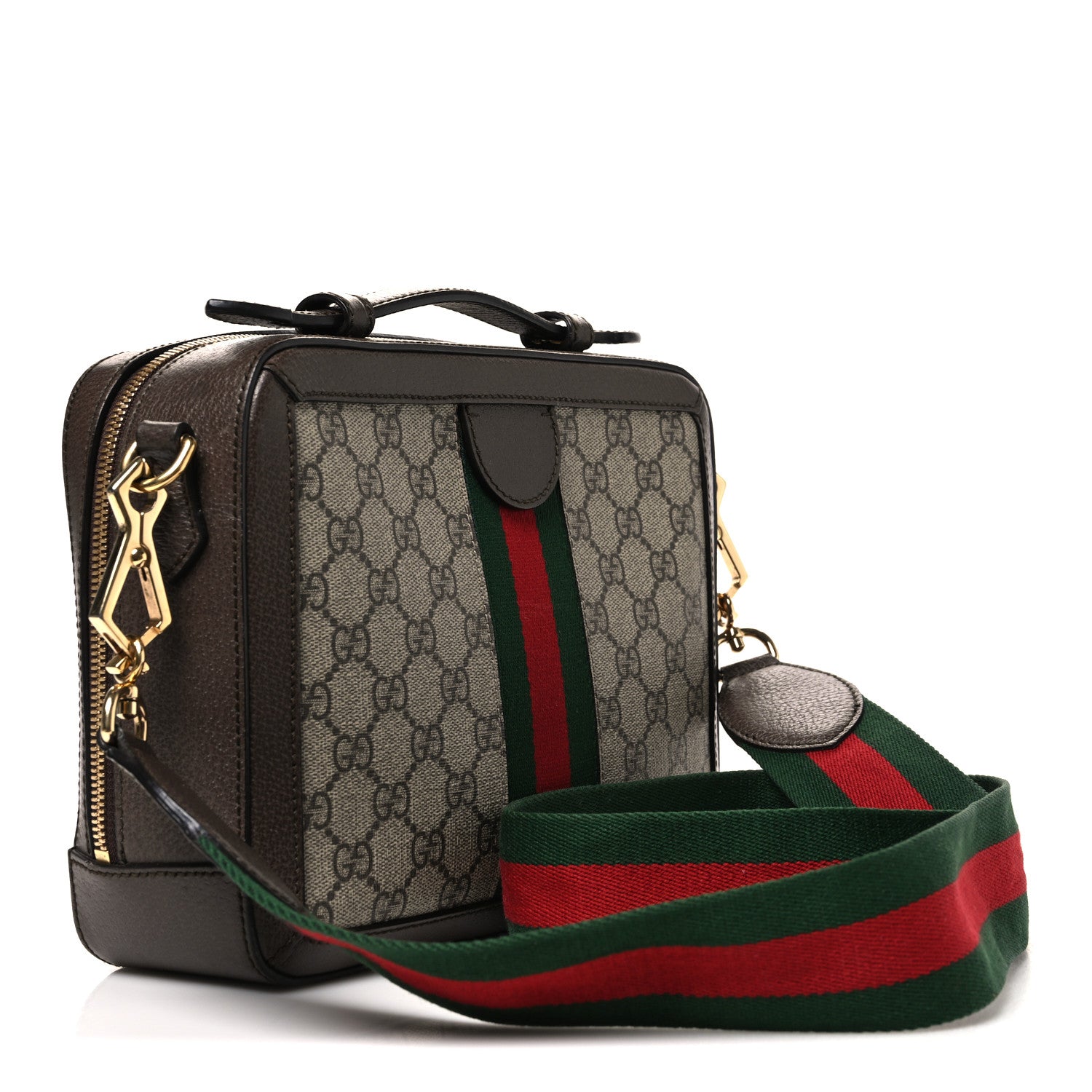 Gucci GG Supreme Monogram Web Small Ophidia Top Handle Shoulder Bag Brown 3 of 11