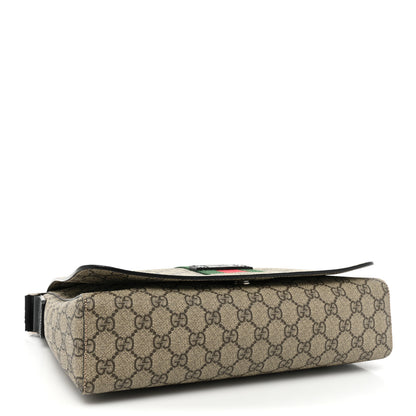 Gucci GG Supreme Monogram Web Flap Messenger Bag Black 3 of 12