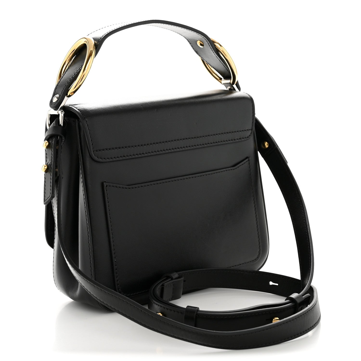Chloe Shiny Calfskin Suede Small C Double Carry Black 3 of 13