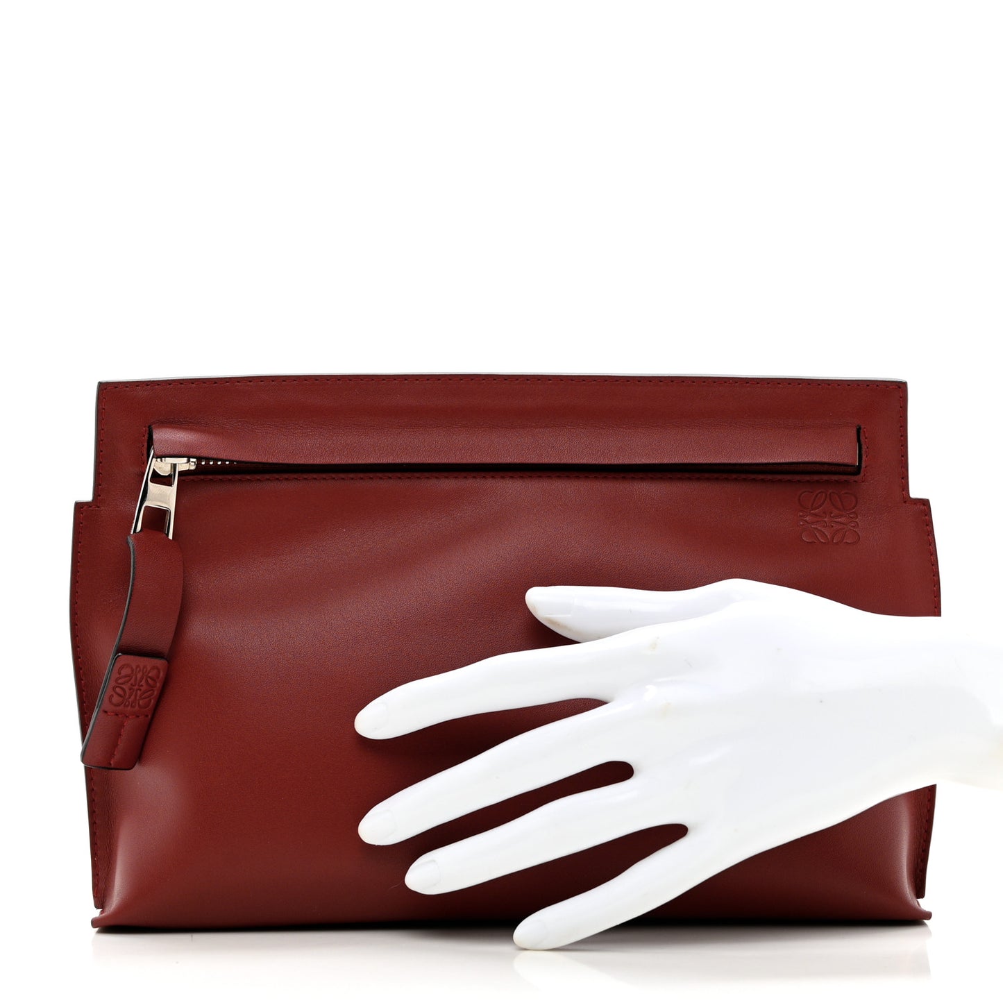 Calfskin T Pouch Dark Red