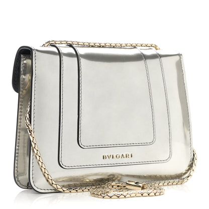 Bulgari Metallic Calfskin Small Serpenti Forever Snake Strap Crossbody Bag Silver 2 of 8