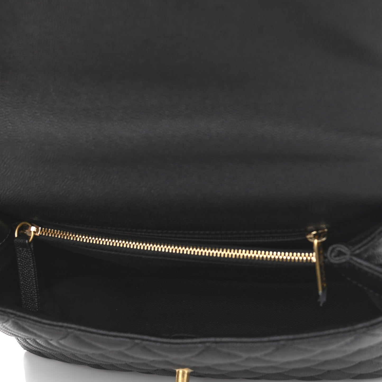 Caviar Lizard Embossed Quilted Small Coco Handle Flap Black