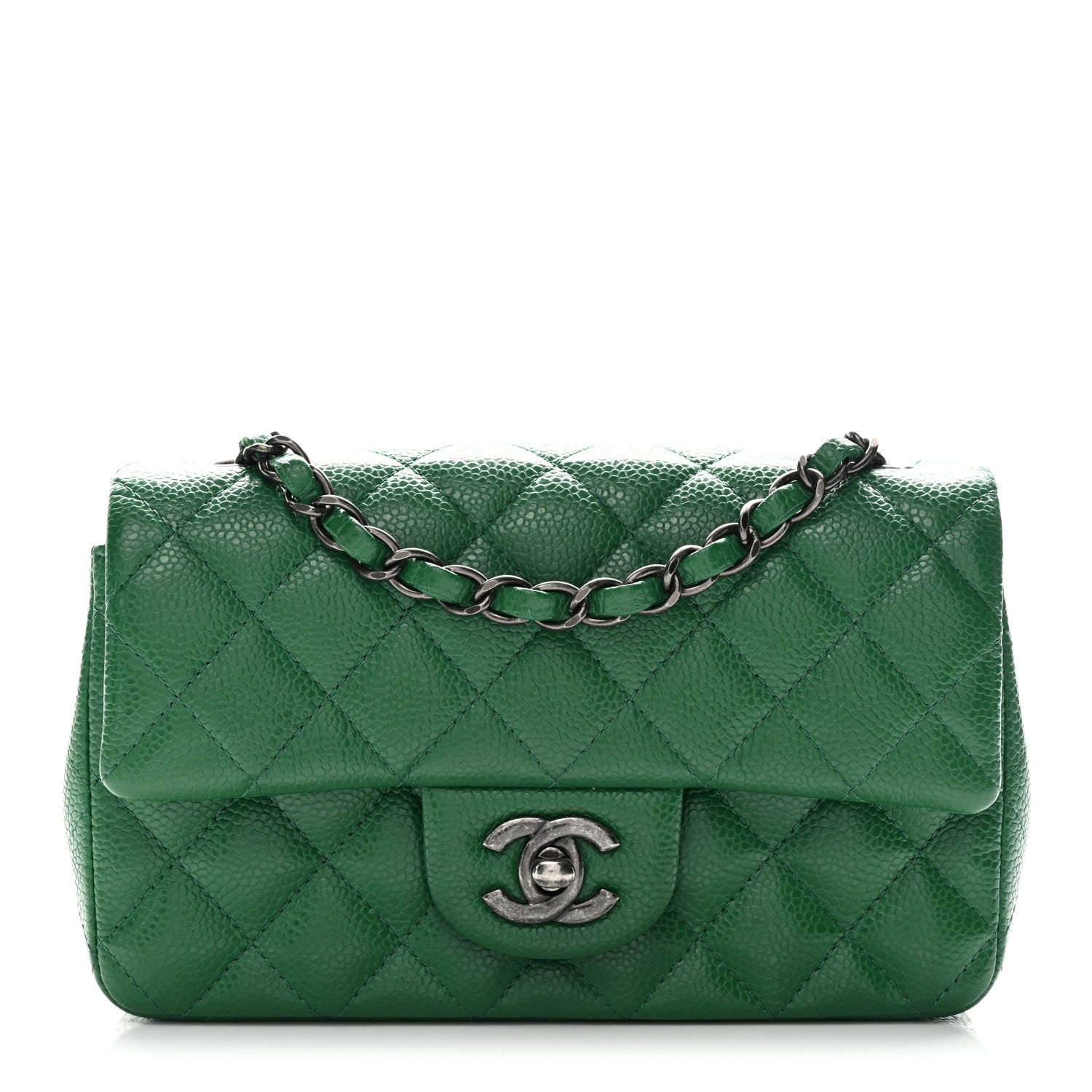 Chanel Caviar Quilted Mini Rectangular Flap Green 1 of 10