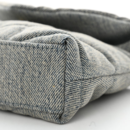 Saint Laurent Denim Quilted Monogram Loulou Puffer Pouch Clutch Blue Gray Light Azur 8 of 9