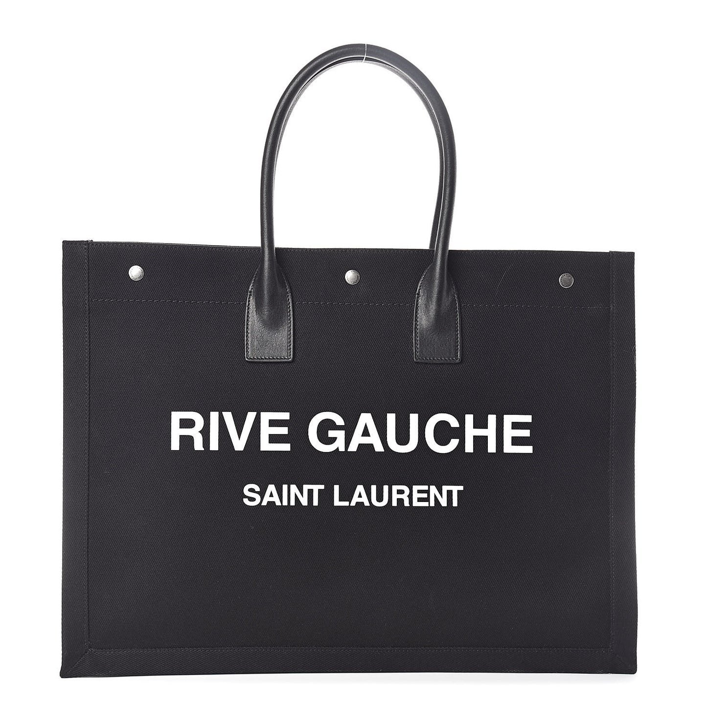 Linen Calfskin Rive Gauche Tote Black