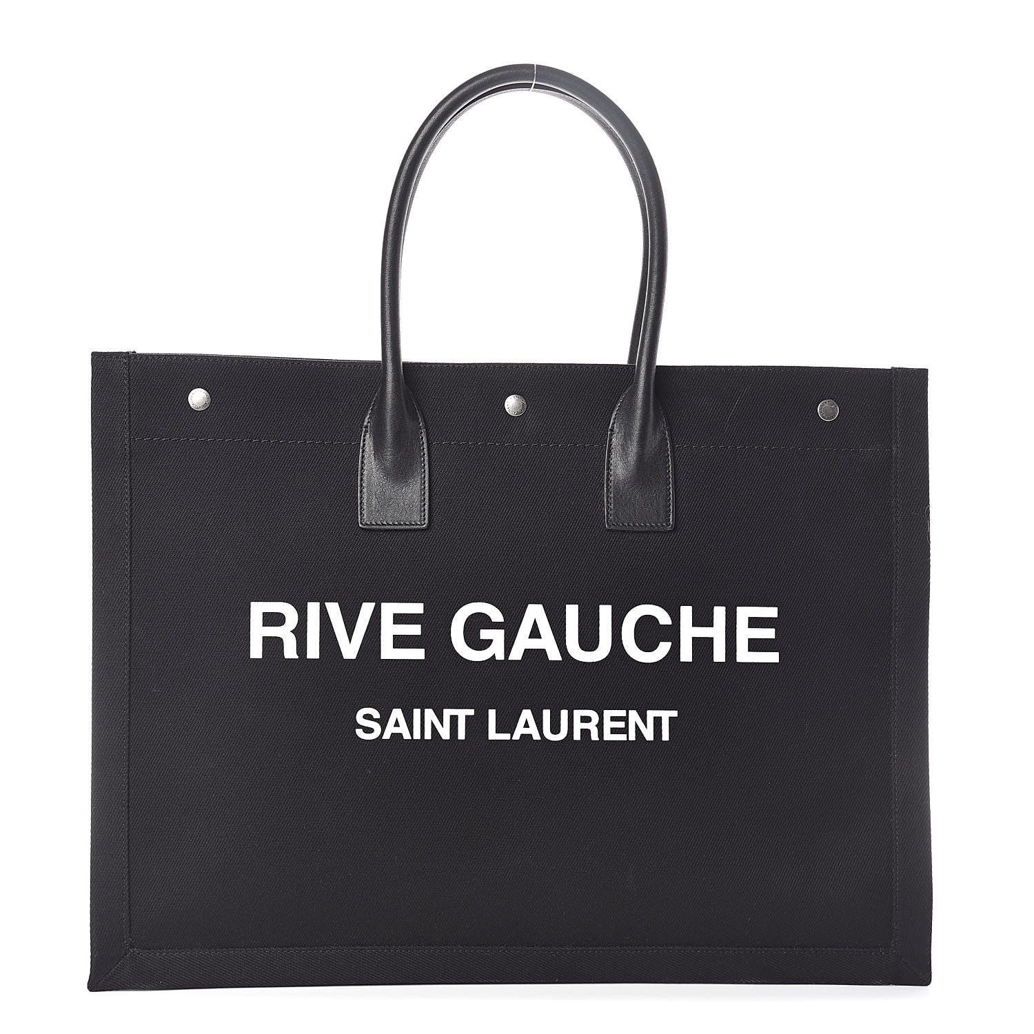 Saint Laurent Linen Calfskin Rive Gauche Tote Black 1 of 9
