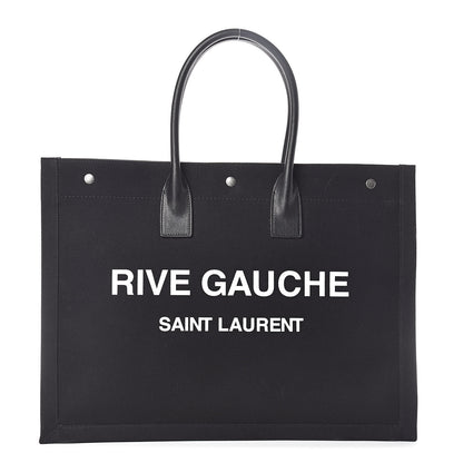Saint Laurent Linen Calfskin Rive Gauche Tote Black 1 of 9