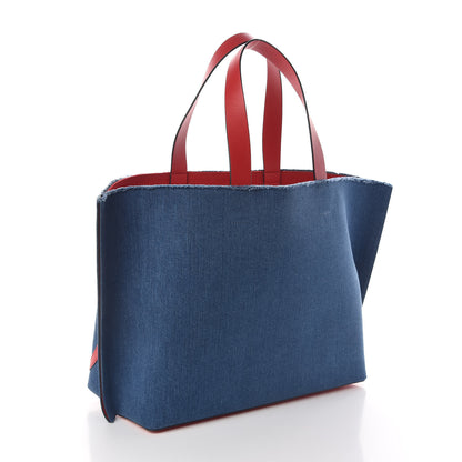 Valentino Garavani Denim Large Escape Tote Blue Red 3 of 9