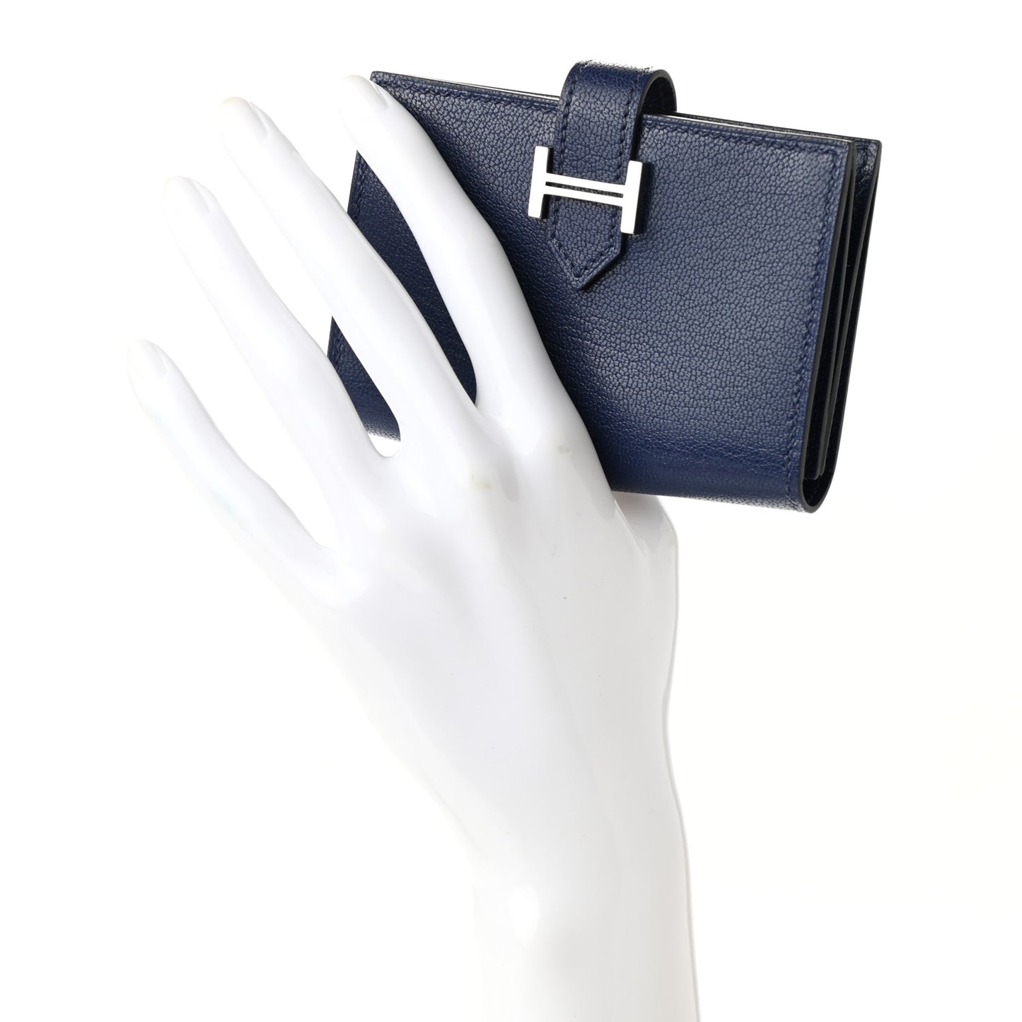 Chevre Mysore Bearn Card Holder Wallet Bleu Encre
