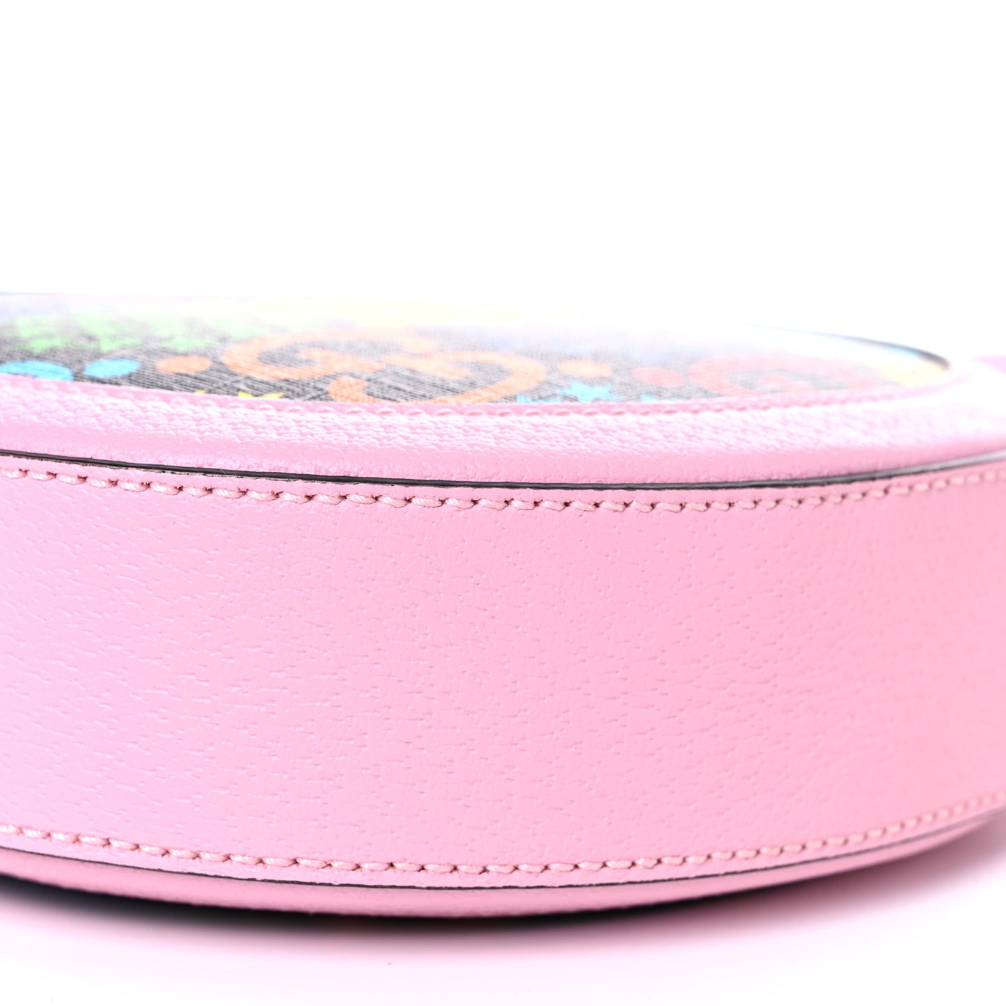 GG Supreme Monogram Psychedelic Round Shoulder Bag Black Multicolor Sugar Pink