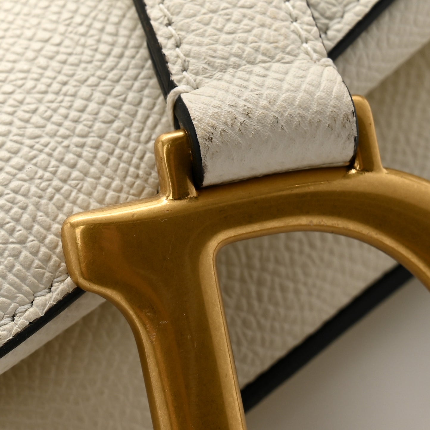 Grained Calfskin Saddle Bag White