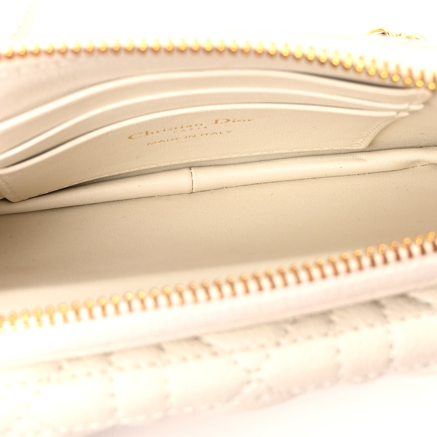 Supple Calfskin Cannage Caro Pouch with Chain Latte