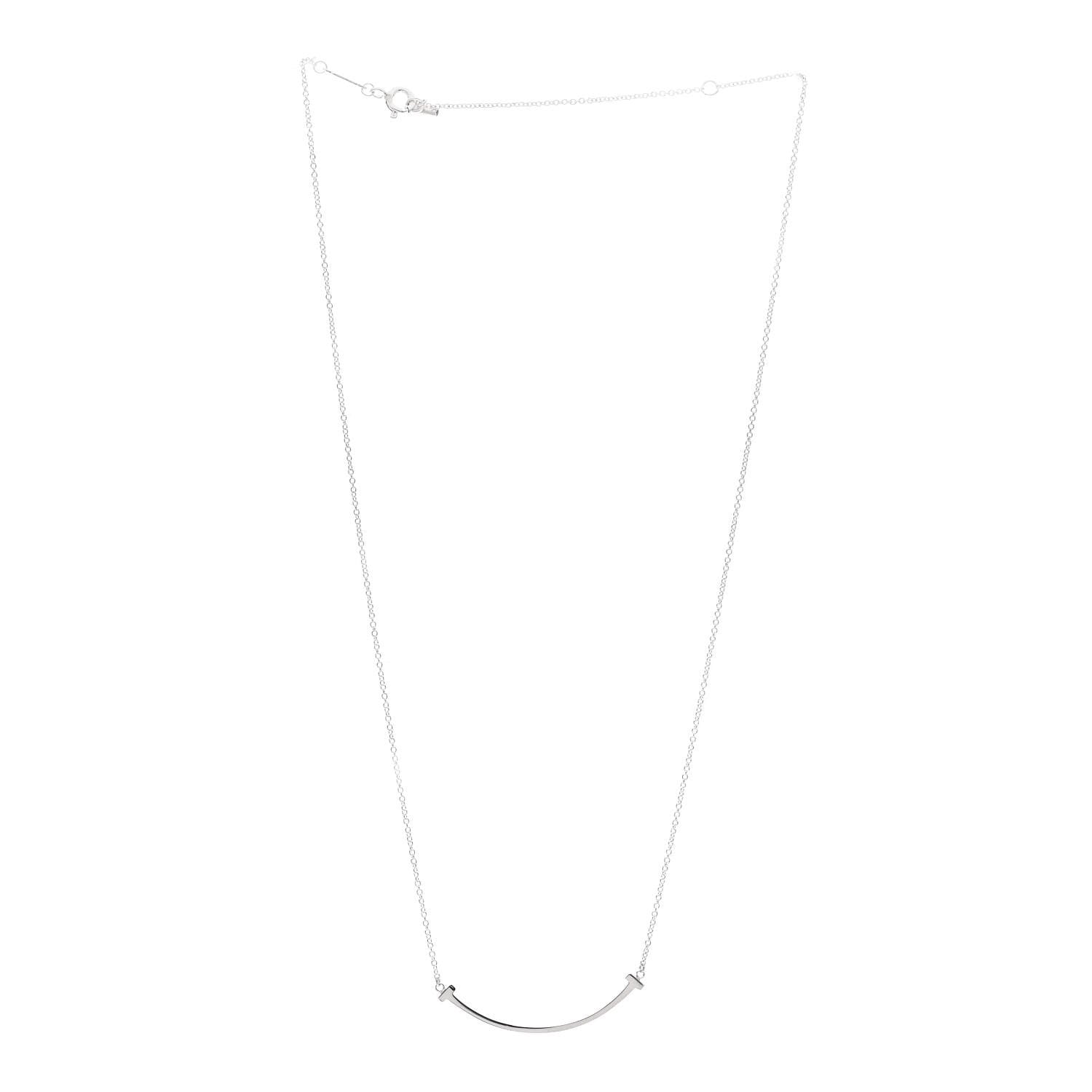 Tiffany Sterling Silver Small T Smile Pendant Necklace 3 of 6