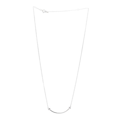 Tiffany Sterling Silver Small T Smile Pendant Necklace 3 of 6