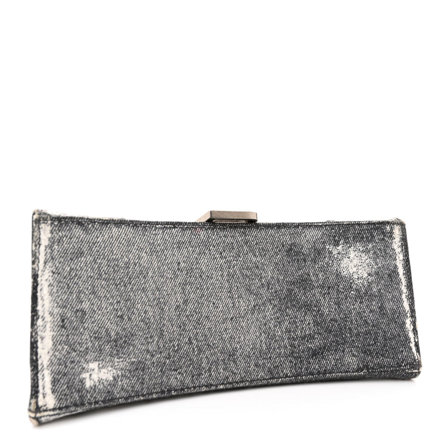Nappa Denim Printed Small Hourglass Top Handle Bag Black