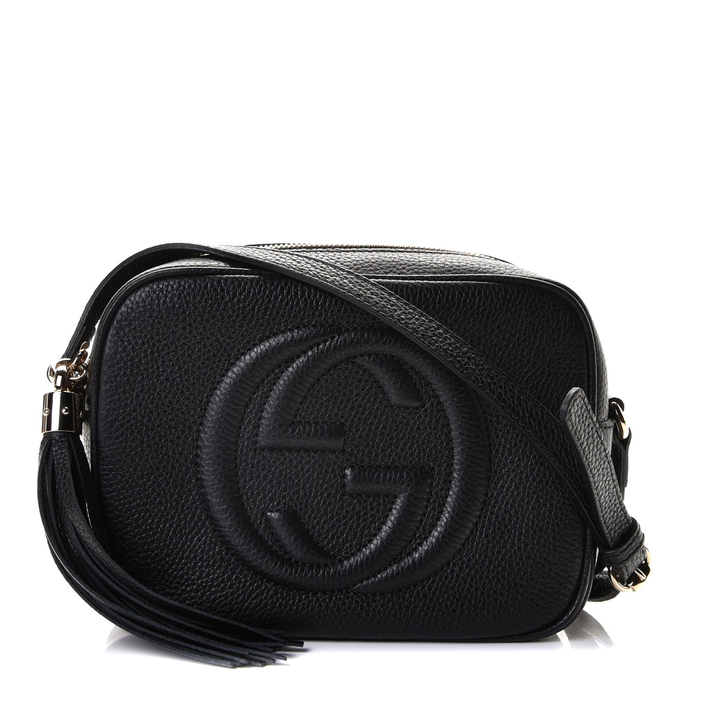 Pebbled Calfskin Small Soho Disco Bag Black